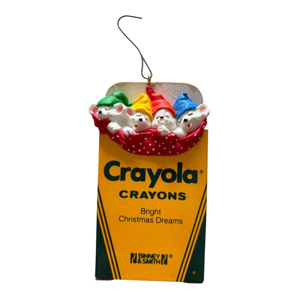 Hallmark Ornament Crayola Crayons Bright Christmas Dream Sleeping Mice Vtg. 1987